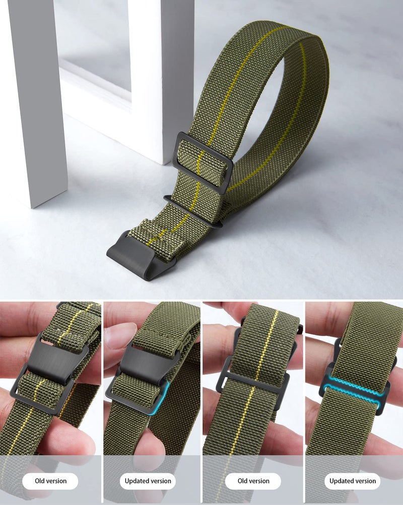 BINLUN Elastic Nylon Watch Band 18mm 20mm 22mm Marine Nationale Fabric Military Parachute Replacement Watch Strap Men Women Silver & Black Buckle - Upgraded Hook-and-Loop Buckle - Image 5